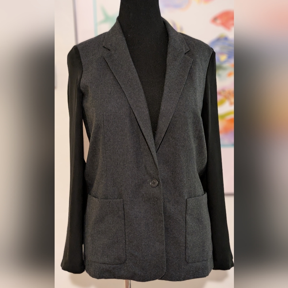 Black Blazer Sheer Back & Arms Size 8